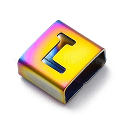 Breloques coulissantes carrées en acier inoxydable 304 avec placage ionique (IP)&nbsp;STAS-L132-23L-M