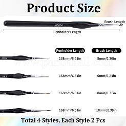 8 шт. 4 стиля тонких кистей для рисования подводкой AJEW-DJ0002-40