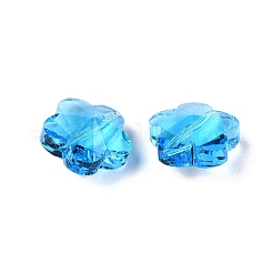 透明ガラスビーズ  多面カット  スモモの花  ライトスカイブルー  13x13.5x8.5mm  穴：1mm&nbsp;X-GLAA-Q066-14mm-C09