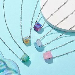 Гальванические ожерелья с подвесками из натурального кварца NJEW-JN04789