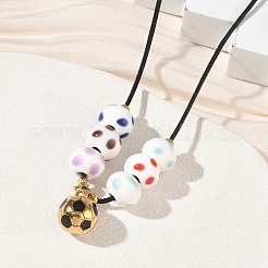 Sportlicher Fußballanhänger aus Edelstahl 304 mit Emaille und schwarzer gewachster Kordel&nbsp;SA-CBA5F92-02G