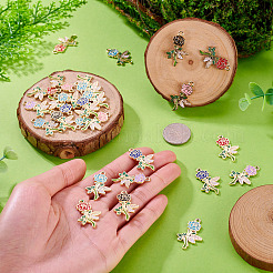 60本合金エナメルペンダント  花  鉛フリー＆カドミウムフリー  ライトゴールド  27.5x17.5x1mm  穴：1.8mm&nbsp;ENAM-TA0003-75KCG