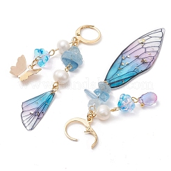 Серьги с застежкой-русалкой из натурального аквамарина EJEW-TA00591-02