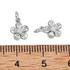 シーグレース バレンタインデー 真鍮製クリアキュービックジルコニアチャーム  花のチャーム  カドミウムフリーと鉛フリー＆ニッケルフリー  プラチナメッキ  8.5x7x2mm  穴：2.5mm&nbsp;XGRQ3P737-577P