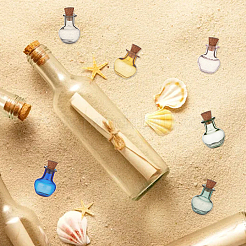 9шт 9 цвета круглые стеклянные пробковые бутылки орнамент&nbsp;AJEW-DR0001-03