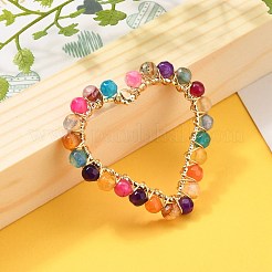 Кулоны с натуральными ограненными камнями в форме сердца&nbsp;PALLOY-JF00511