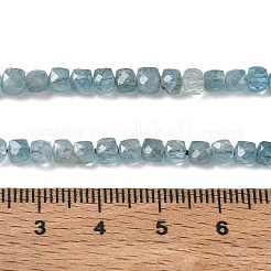 天然キュービックジルコニアビーズの連  多面カット  キューブ  ライトブルー  3.8~4x3.5~4x3.5~4mm  穴：0.7mm  約102個/連  14.96''（38センチメートル）&nbsp;CU-CBA238A-A01-01