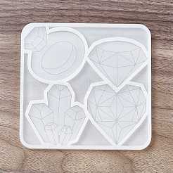 Кольцо с бриллиантом «сделай сам»/кластер кристаллов/орнамент в форме сердца силиконовые Молды&nbsp;DIY-E065-04