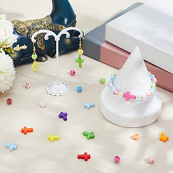 800 шт. акриловые бусины с крестообразным узором 4 видов&nbsp;MACR-PA0001-45D