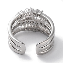 Латунные микро проложить манжеты кольца кубического циркония&nbsp;RJEW-G310-12P