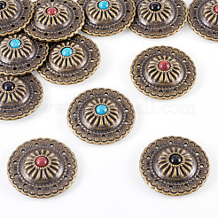 12 набор плоских круглых кнопок из сплава двух цветов FIND-TA0008-15