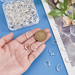 真鍮フレンチフックピアスのパーツ200個。  水平ループ付き  925銀メッキ  15.6x10x2mm  穴：1.4mm  ピン：0.8mm&nbsp;KK-BBC0024-36S