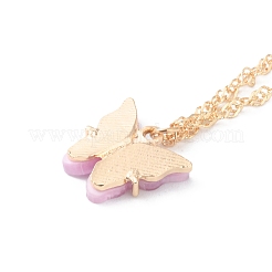 Пластиковое ожерелье с подвеской в виде бабочки&nbsp;NJEW-WH0020-14G-B