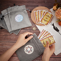 5 Stück Aufbewahrungstasche für Tarotkarten im 5-Stil mit Stern-/Mond-/Lebensrad-/Blumenmuster&nbsp;TP-CN0001-04