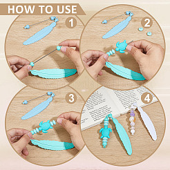 10 шт. 10-х цветные закладки из нержавеющей стали с перьями AJEW-NB0006-91