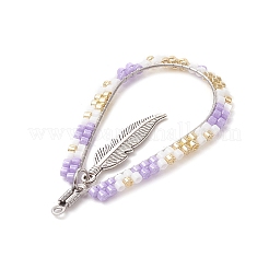 Каплевидная подвеска из стеклянного бисера в стиле бохо с перьями&nbsp;PALLOY-MZ00589-02