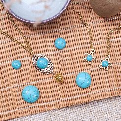 Gefärbte synthetische türkisfarbene Cabochons mit flacher Rückseite&nbsp;TURQ-NB0001-02