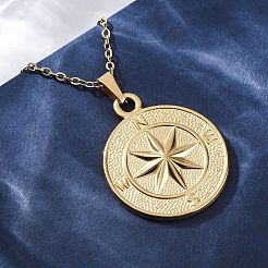 Ожерелья с подвесками из нержавеющей стали 304 в виде компаса&nbsp;NJEW-M096-19G
