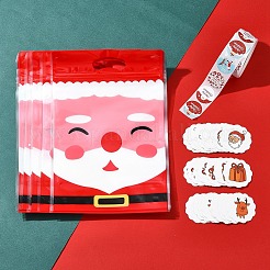 Рождественская тема прямоугольник пластиковый замок на молнии сумки для хранения конфет OPP-FS0001-11