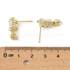 Овальные латунные микропаве прозрачные кубические циркониевые серьги-гвоздики с фурнитурой&nbsp;LS-KK-C107-07G