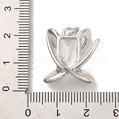 Латунные микропаве прозрачные подвески с фианитом&nbsp;KK-R155-06P