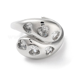 Offene Manschettenringe aus Messing mit Zirkonia&nbsp;RJEW-K255-02P