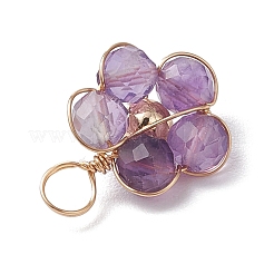 Подвески из натурального зеленого авантюрина/розового кварца/амазонита и медной проволоки&nbsp;PALLOY-JF03606