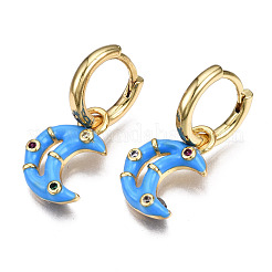 Серьги-кольца из латуни с микро-паве из фианита&nbsp;EJEW-T014-40G-NF