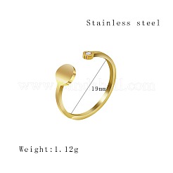 Плоская круглая открытая манжета из нержавеющей стали с фианитами QB0231-1