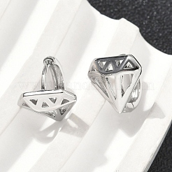 真鍮製フープピアス  ダイヤモンド  プラチナメッキ  10.5x11x11mm&nbsp;EJEW-D320-10P