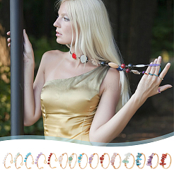 15 Fingerring aus natürlichen Edelsteinperlen&nbsp;RJEW-UN00049