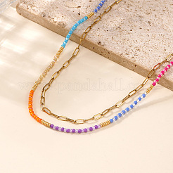 Двухслойные ожерелья для женщин из нержавеющей стали&nbsp;SE1953