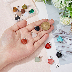 15 шт. 15 стиля подвески в форме сердца с драгоценными камнями G-FI0001-34