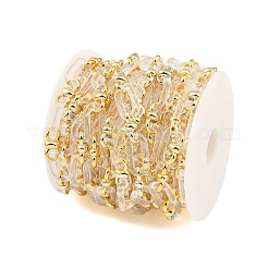 ラックメッキアクリル＆ccbプラスチックチェーン  長持ちメッキ  透明  20x10.6x3mm  5 m /ロール&nbsp;CHAC-H001-01L