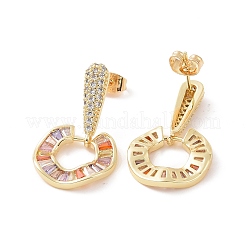 Серьги-гвоздики с кубическим цирконием в виде пончиков EJEW-P224-15G-02