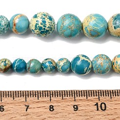 ナチュラルインペリアルジャスパーグラデーション連売り  染め  スムーズなラウンド  ディープスカイブルー  6~10.6mm  穴：1mm  約55個/連  15.75''（40センチメートル）&nbsp;G-A323-C03-01E