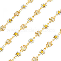 Chaînes à maillons en verre fait à la main papillon et marguerite en émail&nbsp;CHC-TA0001-11