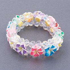 Ab Farbe überzogene Glasperlen Multi-Strang Stretch-Armbänder&nbsp;BJEW-JB03308