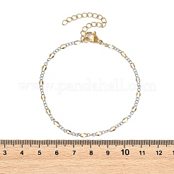 2 Stück 2 Farben 304 Edelstahl Figaro-Kettenarmband-Sets&nbsp;BJEW-JB14356-02