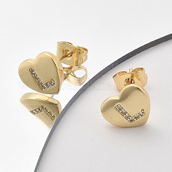 Boucles d'oreilles en laiton plaqué micro pavé de zircons cubiques transparents&nbsp;EJEW-K299-01G-L