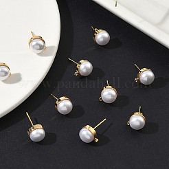 Фурнитура для сережек-гвоздиков из искусственного жемчуга из латуни с полукруглыми бусинами&nbsp;XGR0100G-119G