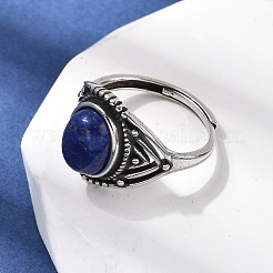 天然宝石の指輪  真鍮製リング  アンティークシルバー  15mm  内径：17.5~18mm&nbsp;RJEW-A084-06AS