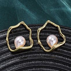 Серьги-гвоздики из латуни Nuggets&nbsp;EJEW-H158-06G