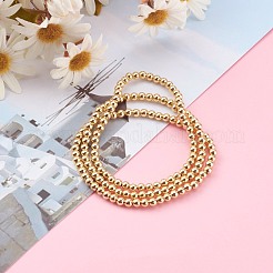Круглые латунные эластичные браслеты с бусинами BJEW-JB05983