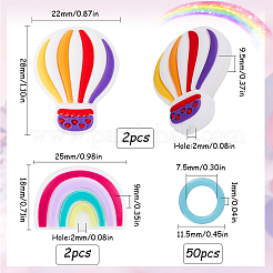 4 шт. 2 стиля силиконовые защитные фиксаторы для спиц с изображением воздушного шара и радужных бусин DIY-SC0023-90