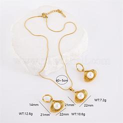 Комплекты из серег-колец и ожерелий с подвесками в форме ракушки из нержавеющей стали 304 HT5735-3