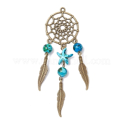 Тканая сетка / паутина с подвесками из перьевого сплава PALLOY-JF03978