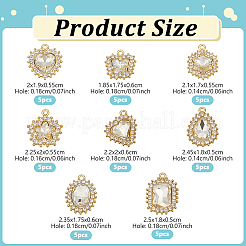 40шт 8 стиля подвески из сплава со стразами ALRI-NB0001-19G