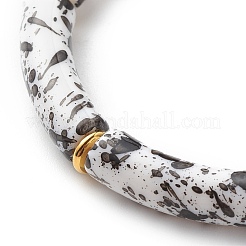 Braccialetto elastico con perline in tubo curvo acrilico&nbsp;BJEW-JB08443-02