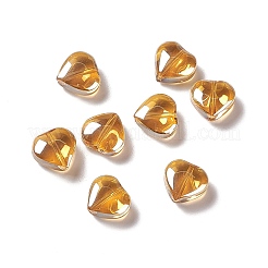 電気めっきガラスビーズ  ハート  オレンジ  10x10x5mm  穴：1mm&nbsp;LS-EGLA-H102-08M